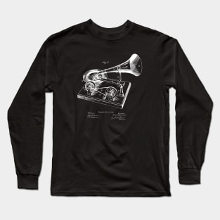 Vintage Gramophone Awesome Gift Patent Invention Long Sleeve T-Shirt
